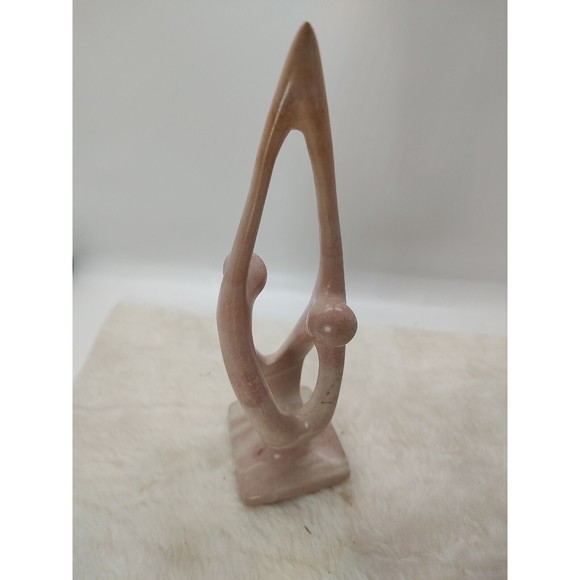 8" Carved Stone 2 Dancing Figures Kenya Ten Thousand Villages Sculpture - Picture 9 of 12